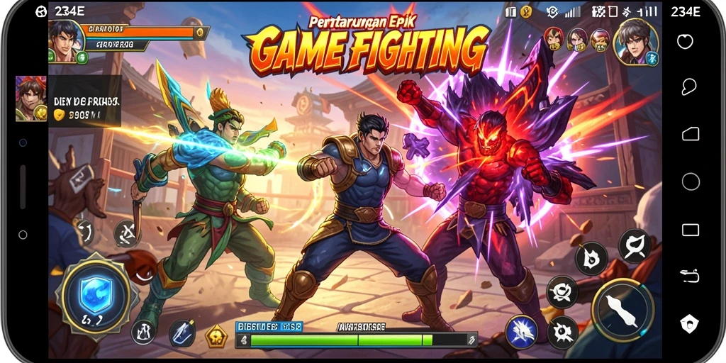Tampilan gameplay yang mendebarkan dalam 234E saat pertarungan berlangsung.