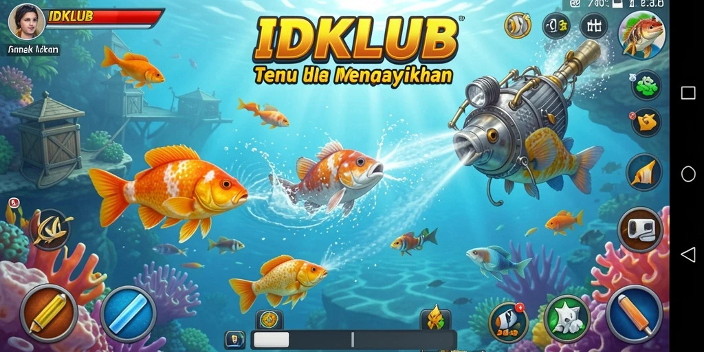Gameplay IDKLUB menunjukkan aksi menembak ikan yang seru.