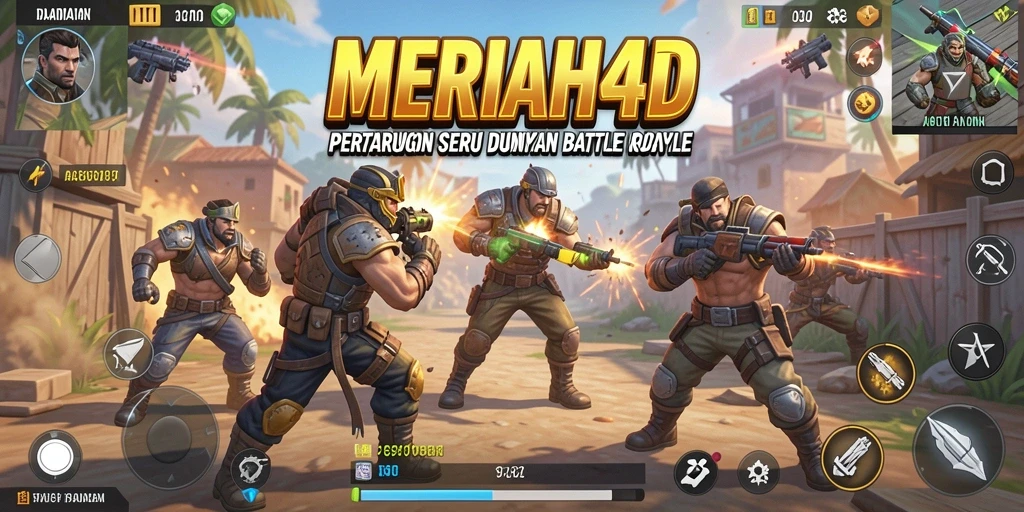 Tangkapan layar gameplay <strong>MERIAH4D</strong> menunjukkan aksi seru di arena Battle Royale.