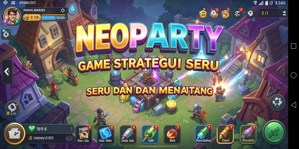 Tangkapan layar gameplay NEOPARTY yang menunjukkan berbagai strategi yang dapat diaplikasikan.