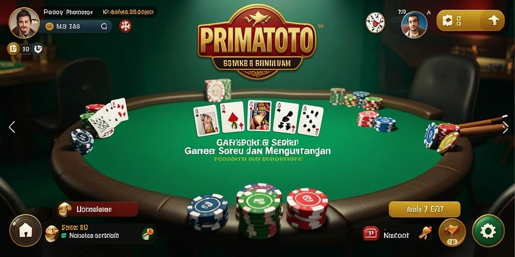 Tampilan gameplay seru dalam aplikasi PRIMATOTO dengan suasana Poker yang nyata.