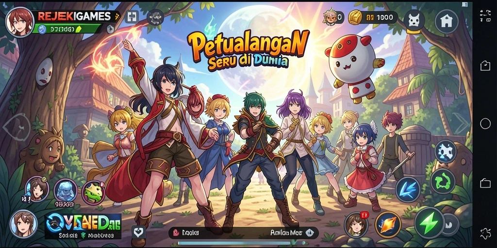 Tampilan gameplay menarik dari REJEKIGAMES dengan karakter anime aksi.