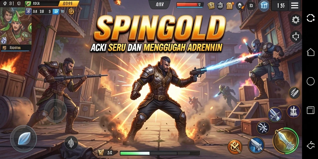 Gameplay SPINGOLD yang mendebarkan dan penuh aksi.