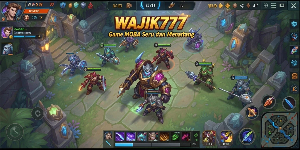 Tampilan gameplay menarik dari WAJIK777 dalam pertempuran MOBA.